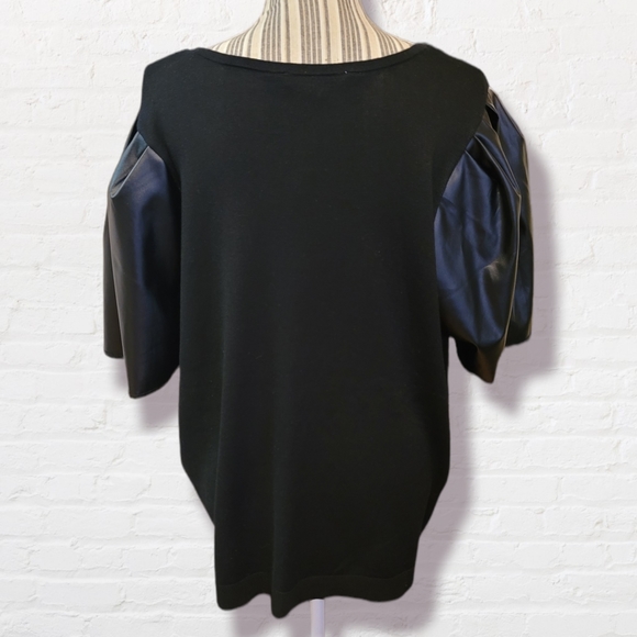 CHLOE & JASMINE BLACK FAUX LEATHER SLEEVES SZ 1X NWT (1232) - Picture 2 of 5